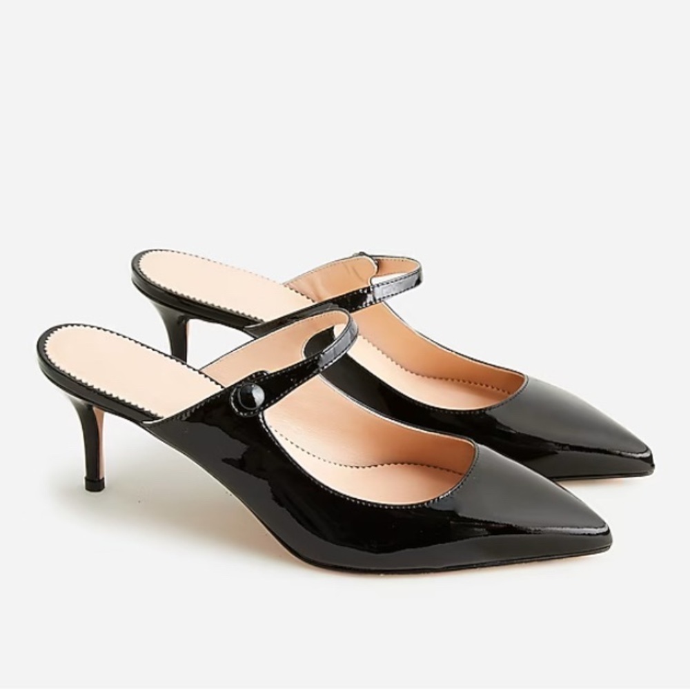J CREW Colette mule heels in Italian patent leather size 9